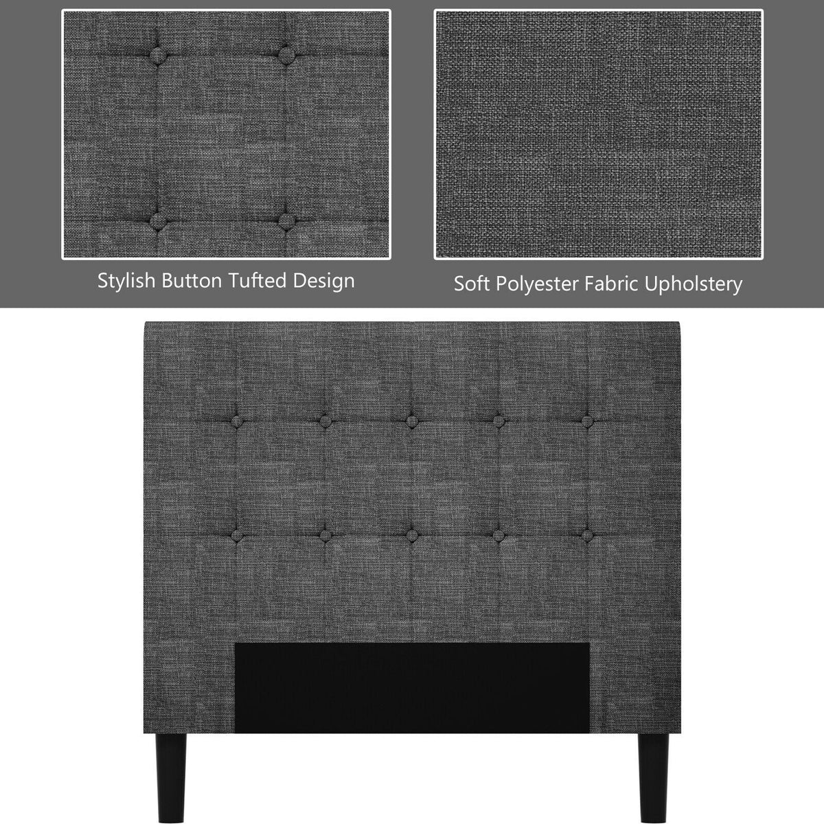 Platform Twin Bed with Button Tufted Headboard | Upholstered Bed Frame