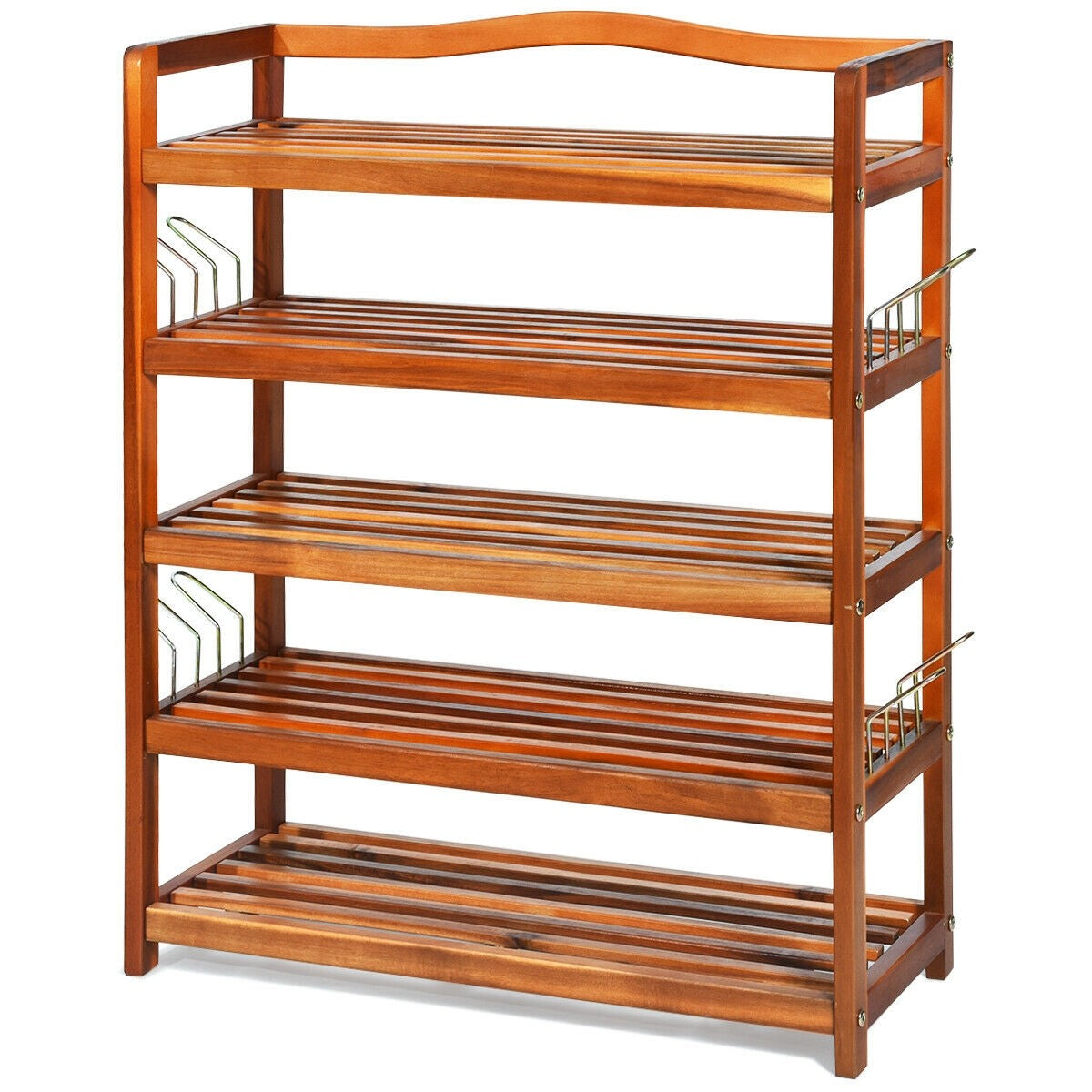 Goflame 5-Tier Wood Shoe Rack Entryway Shoe Shelf Storage Organizer for Hallway, 33"Lx10"Wx32"H