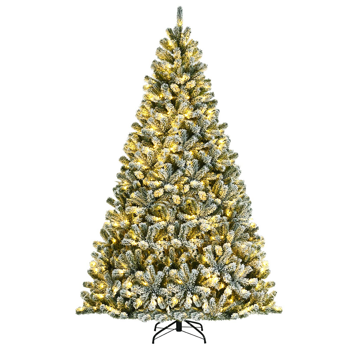 Goflame Snow Flocked Christmas Tree, Artificial Hinged Xmas Tree - GoflameUS