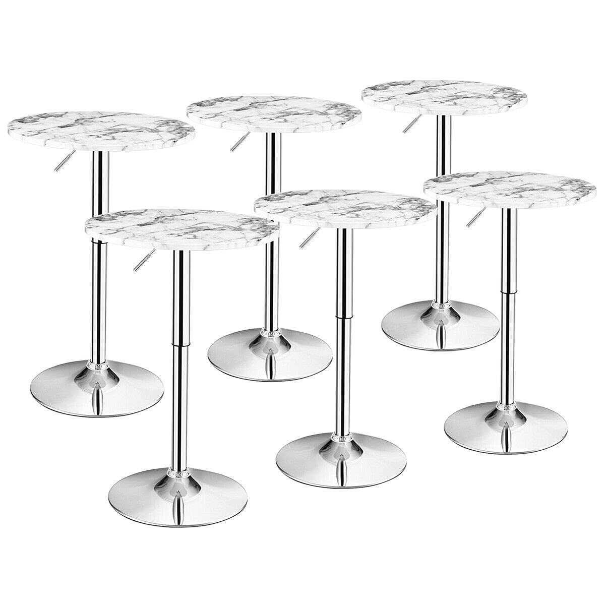 Goflame Round Pub Table Height Adjustable, 360 Degree Swivel Cocktail Pub Table, Office Bar Table