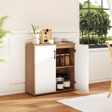 Buffet Cabinet, 2-Door Kitchen Storage Cabinet with 5-Position Adjustable Shelf & Anti-Tipping Kits