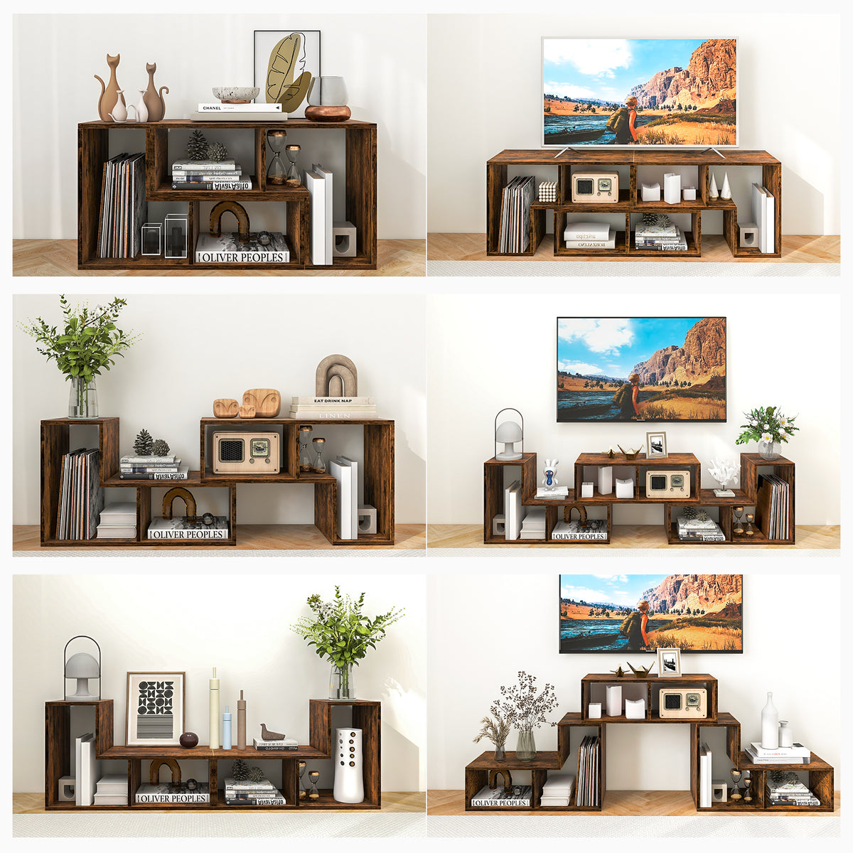 3 Pieces TV Console Stand, Modern Entertainment Center for 50 55 60 65 Inch Flat Screen TV