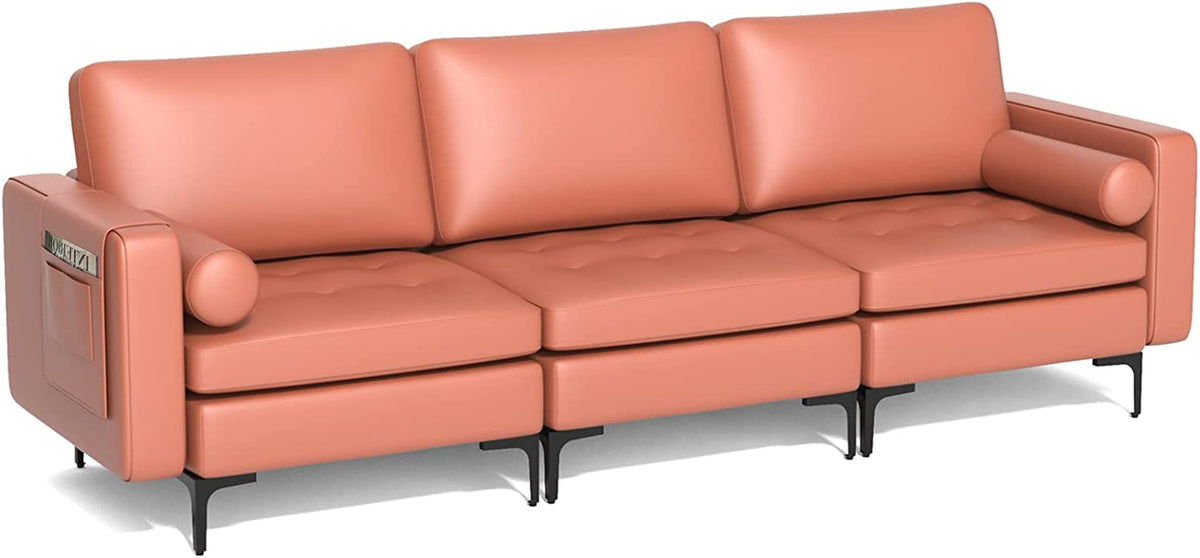 Goflame 97" Sectional Sofa Couch, 3-Seater Modular Sleeper with USB Ports