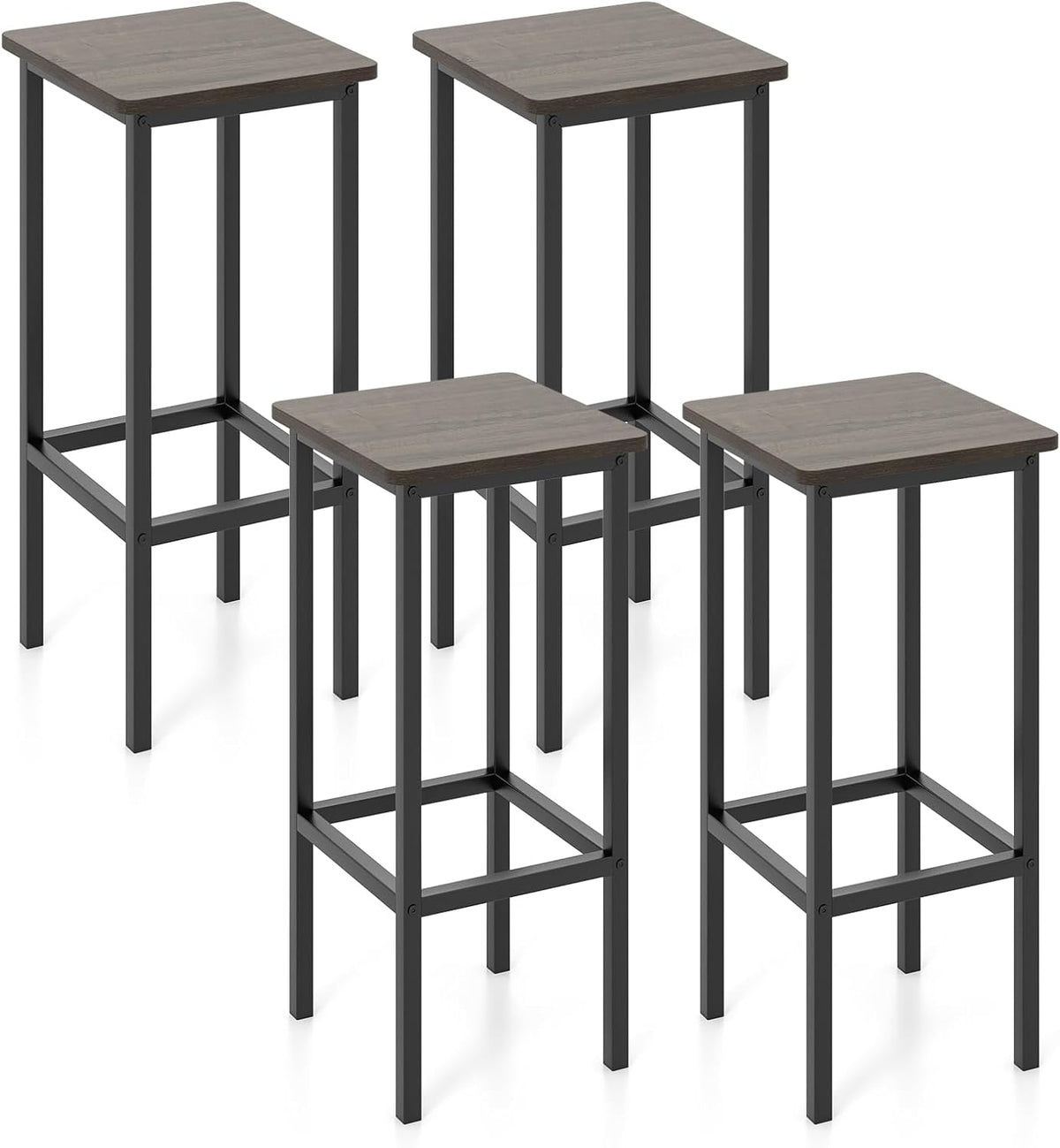 Goflame Bar Stools Set of 4, 26" Backless Barstools with Metal Legs & Footrest, Breakfast Bar Dining Chairs