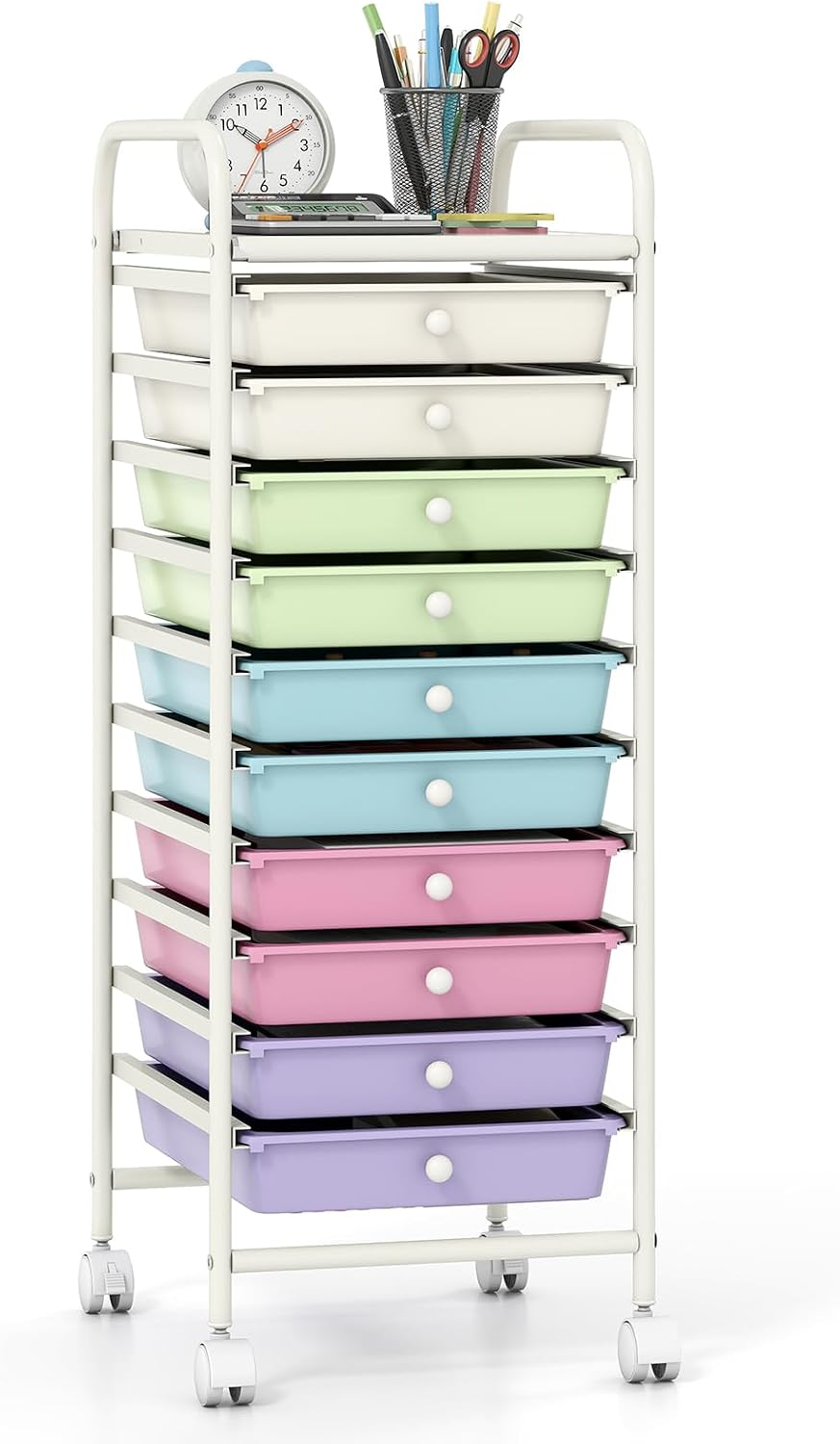 Goflame Rolling Storage Cart on Wheels with 10 Drawers