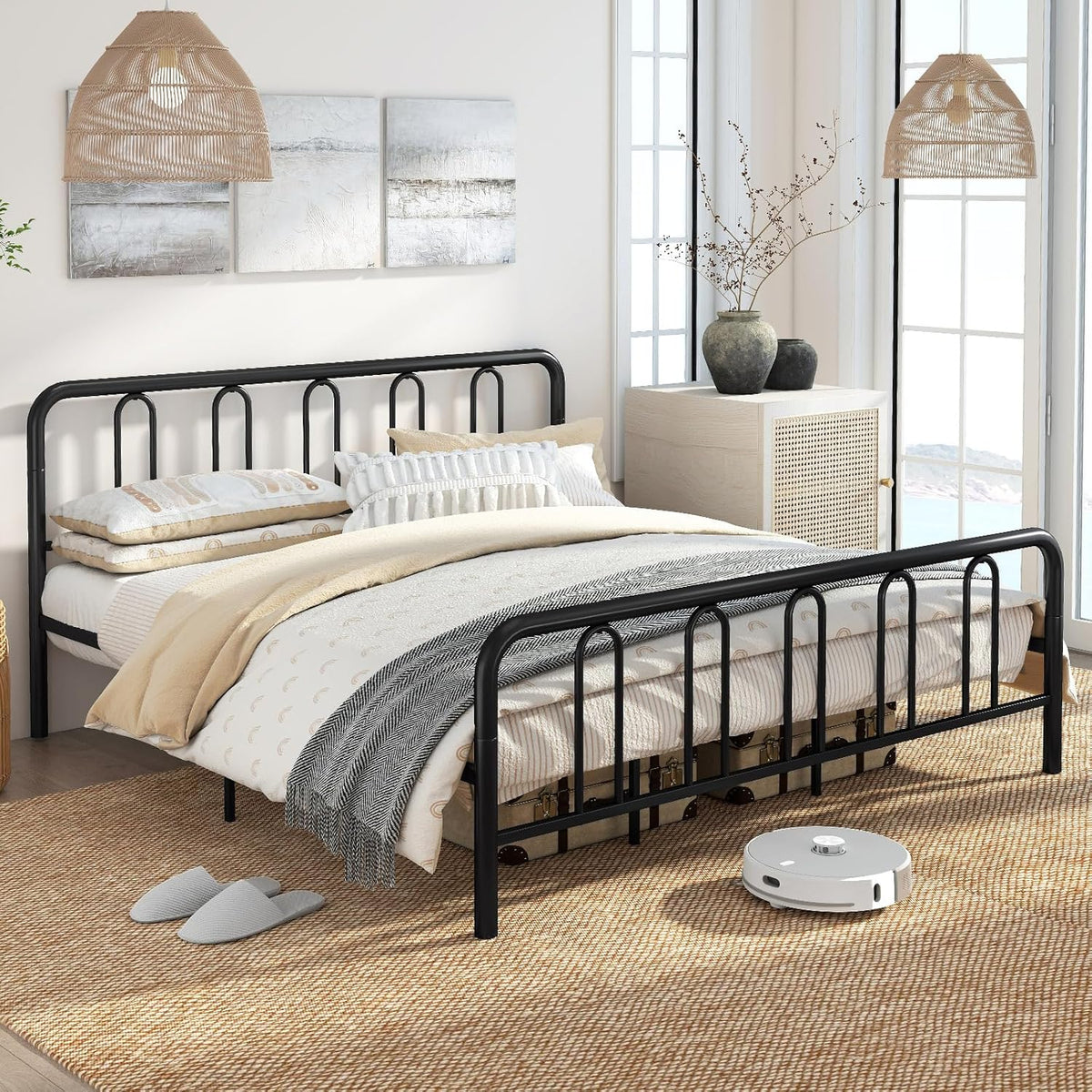Goflame Full/Queen/King Size Bed Frame with Headboard