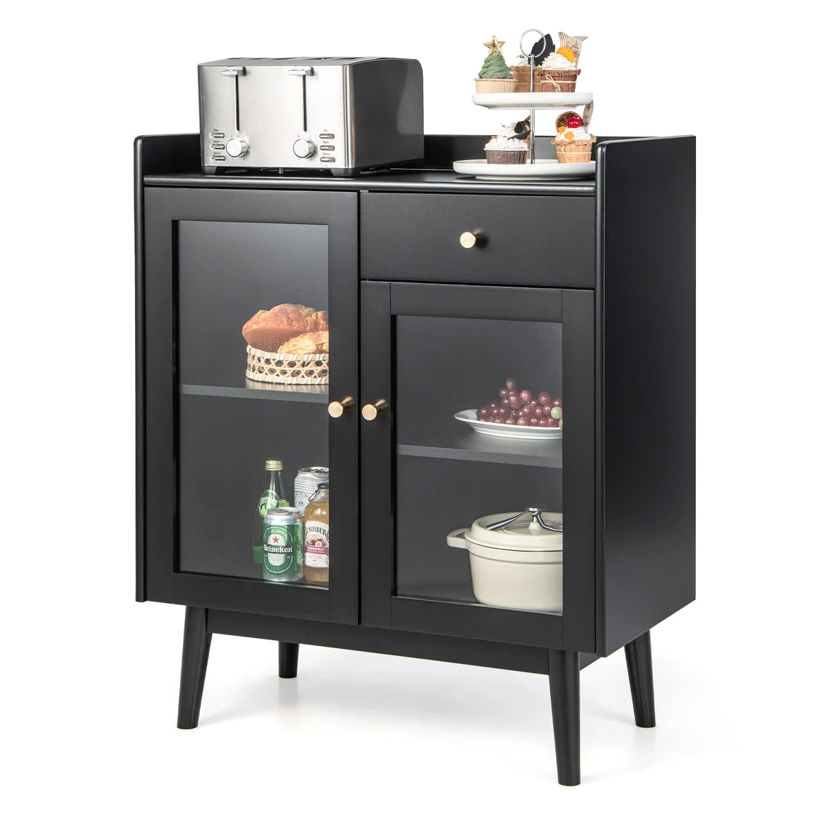 Goflame Buffet Sideboard, Modern Coffee Bar Storage Cabinet