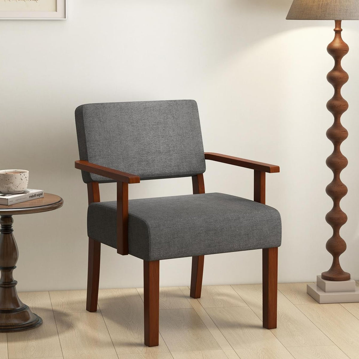 Goflame Modern Accent Chair, Linen Living Room Arm Chair w/Soft Padded Seat & Backrest