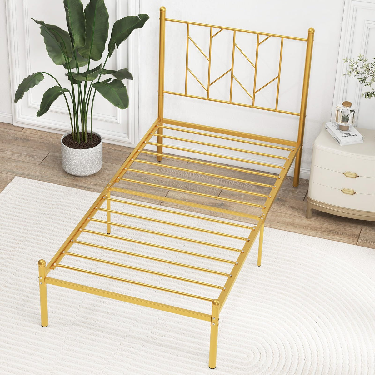 Goflame Queen/Full/Twin Size Metal Bed Frame with Victorian Style Headboard
