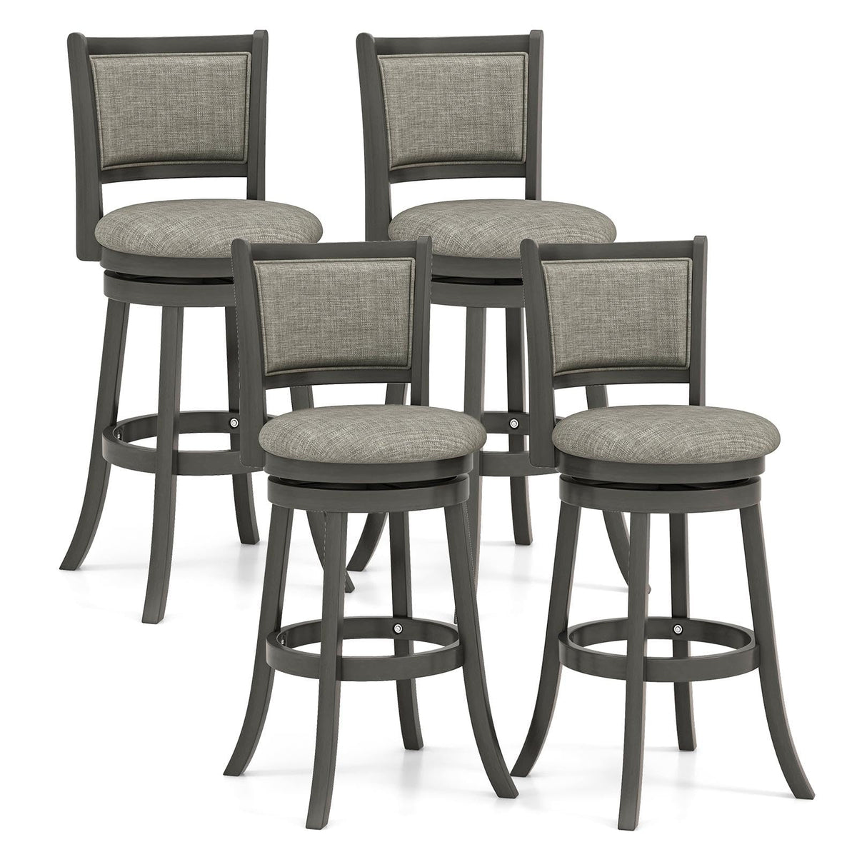 Goflame Swivel Counter Height Bar Stools Set of2/ 4, Upholstered Vintage Barstools w/Back