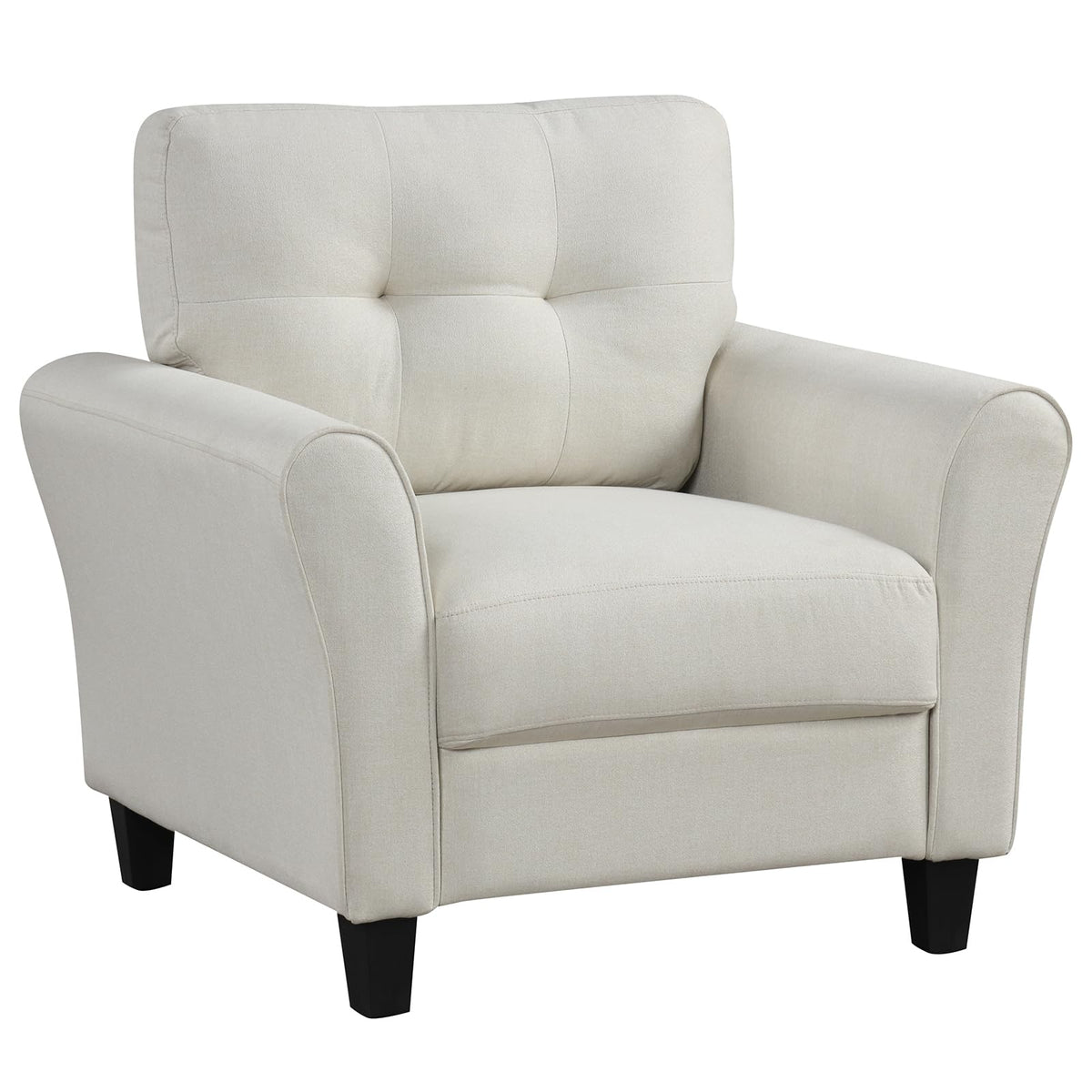Goflame Modern Mid-Century Accent Chair - Linen Living Room Chair with Tufted Back, Grey