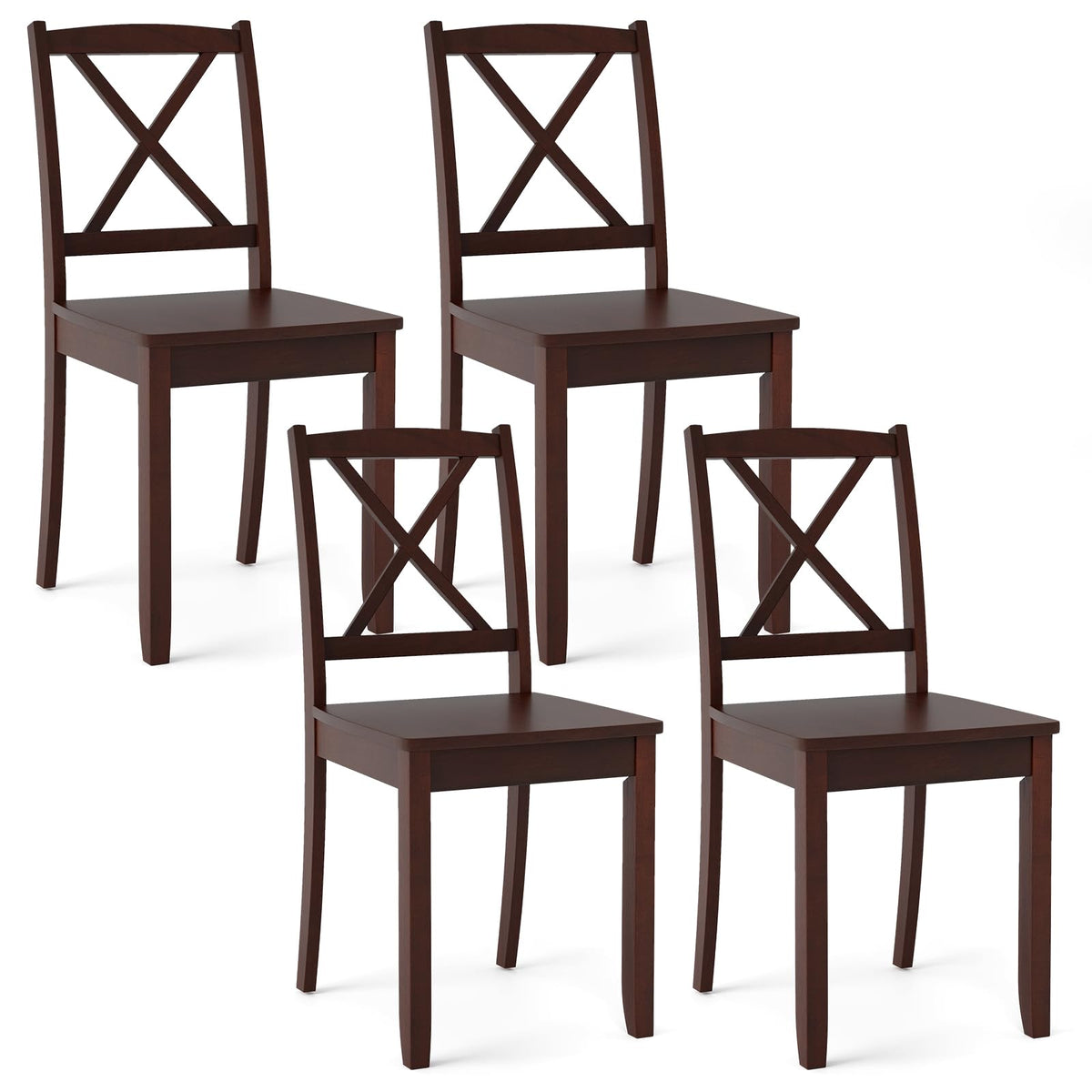 Goflame Wood Dining Chairs, Armless Kitchen Chairs w/Rubber Wood Legs & Curved Backrest