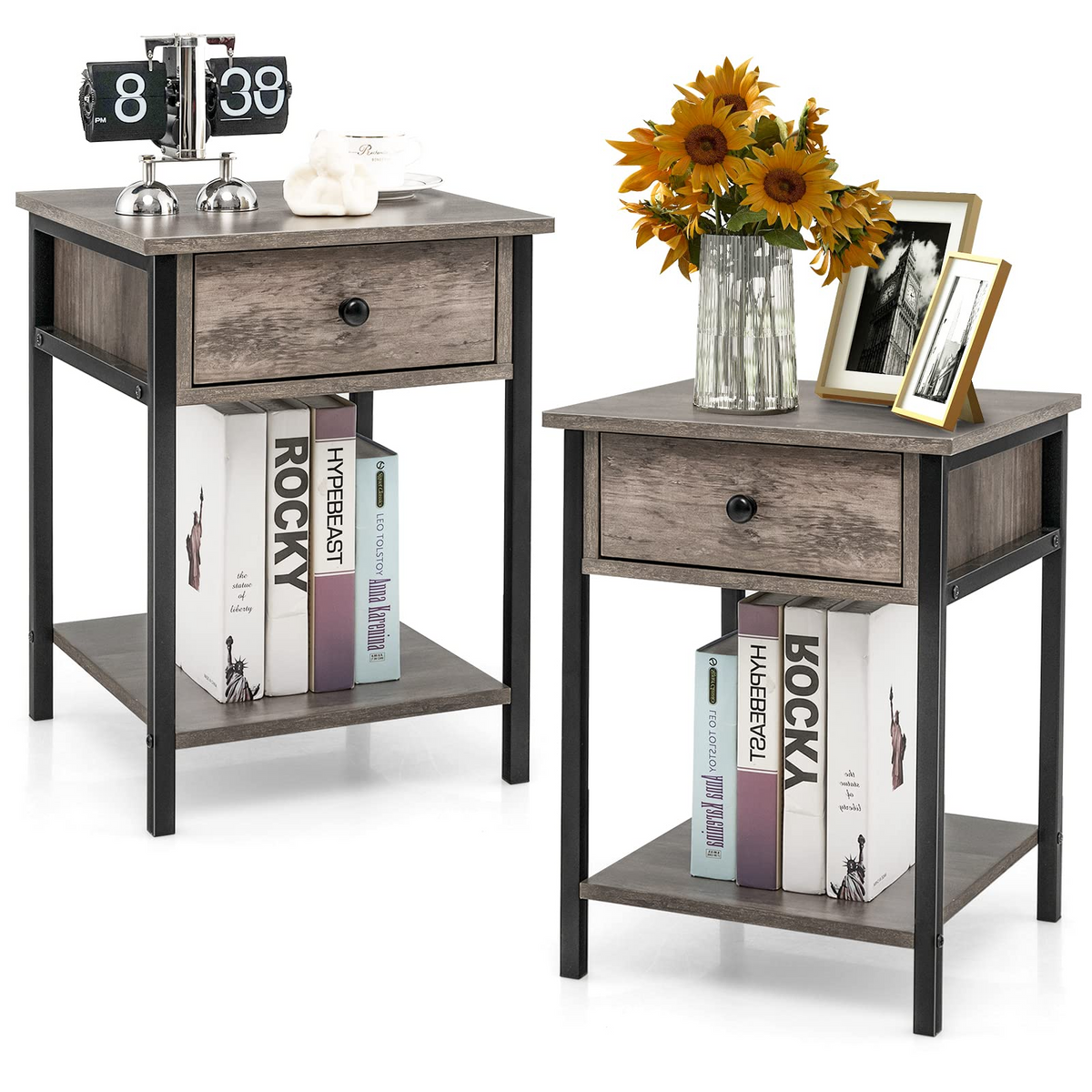 Goflame Easy Assembly Sofa Side Table