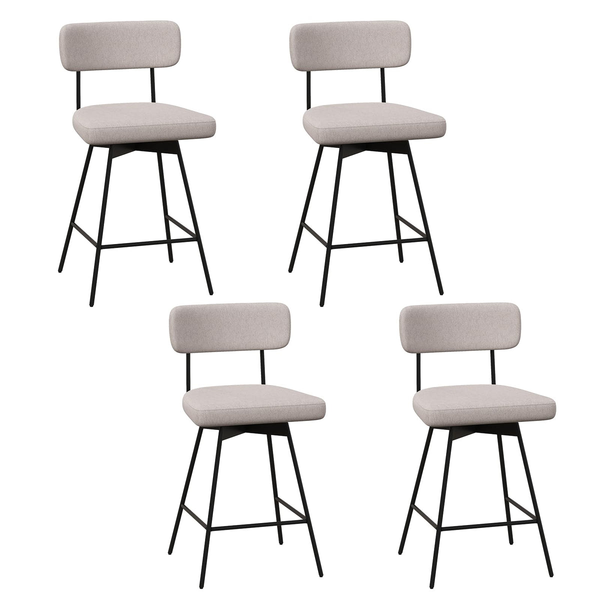 Goflame Swivel Bar Stools, Upholstered Bar Height Bar Chairs w/Padded Seat & Backrest