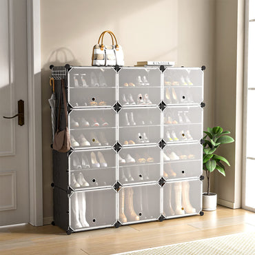 Portable Shoe Rack Organizer, 48 Pairs Expandable Modular Shoe Storage Cabinet with Doors
