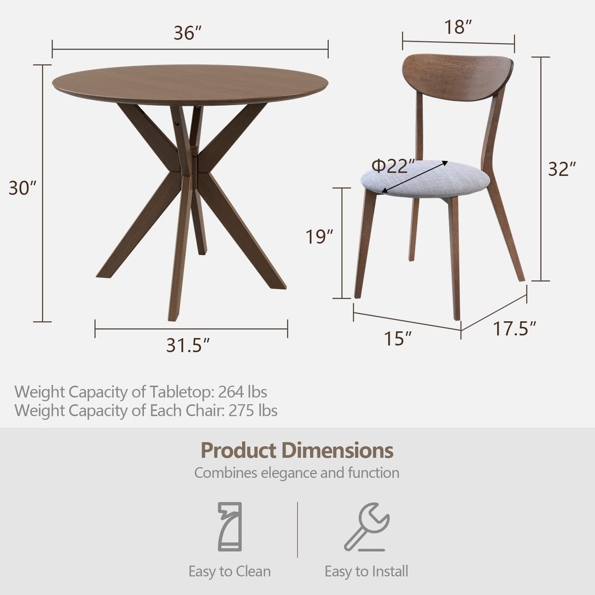 3 Piece Dining Table and Chair Set - Goflame