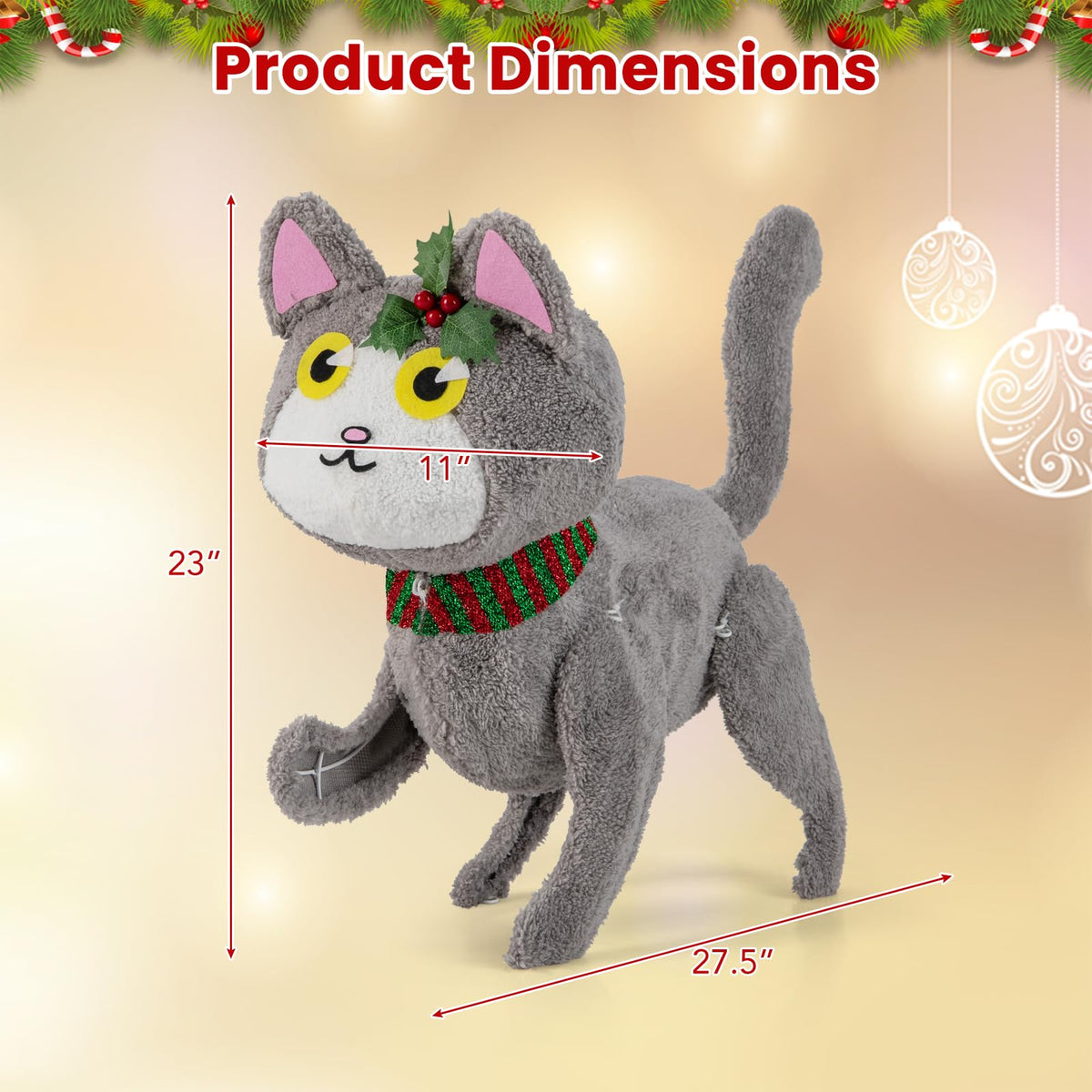 Goflame Lighted Christmas Cat, Indoor Outdoor Kitty Decoration w/ 88 LED Lights