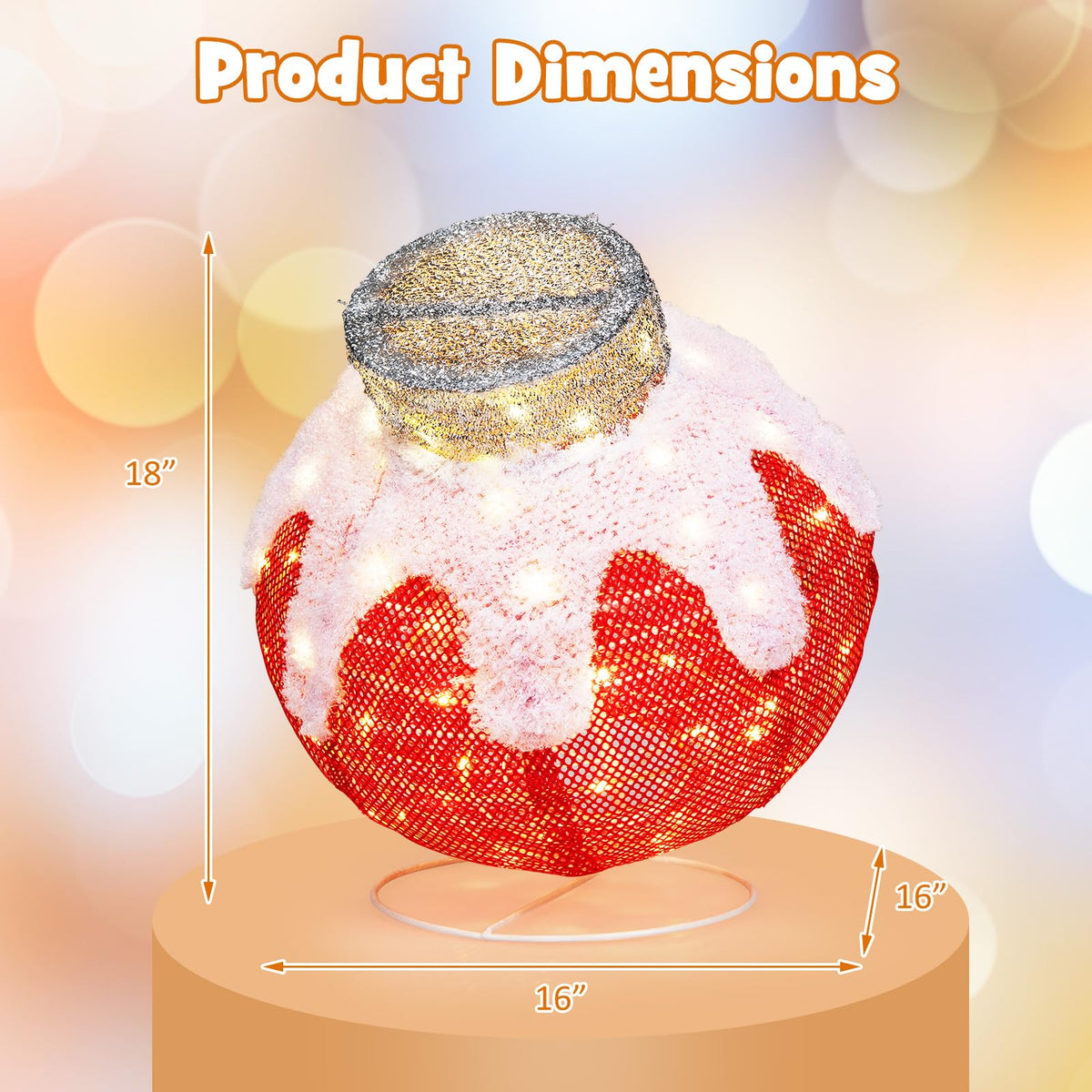 Goflame Indoor Outdoor Christmas Decoration, Pop-Up Christmas Ball Ornament with 80 LED Lights and Timer,