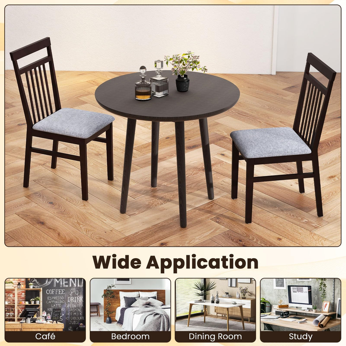 Goflame Wood Dining Chairs Set