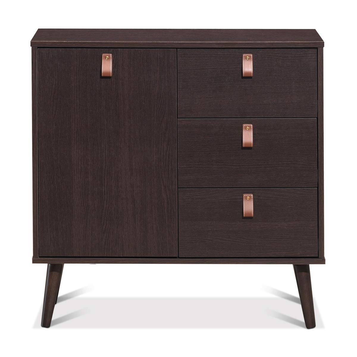Goflame Sideboard Storage Cabinet with Doors and Adjustable Shelf (Dark Brown)