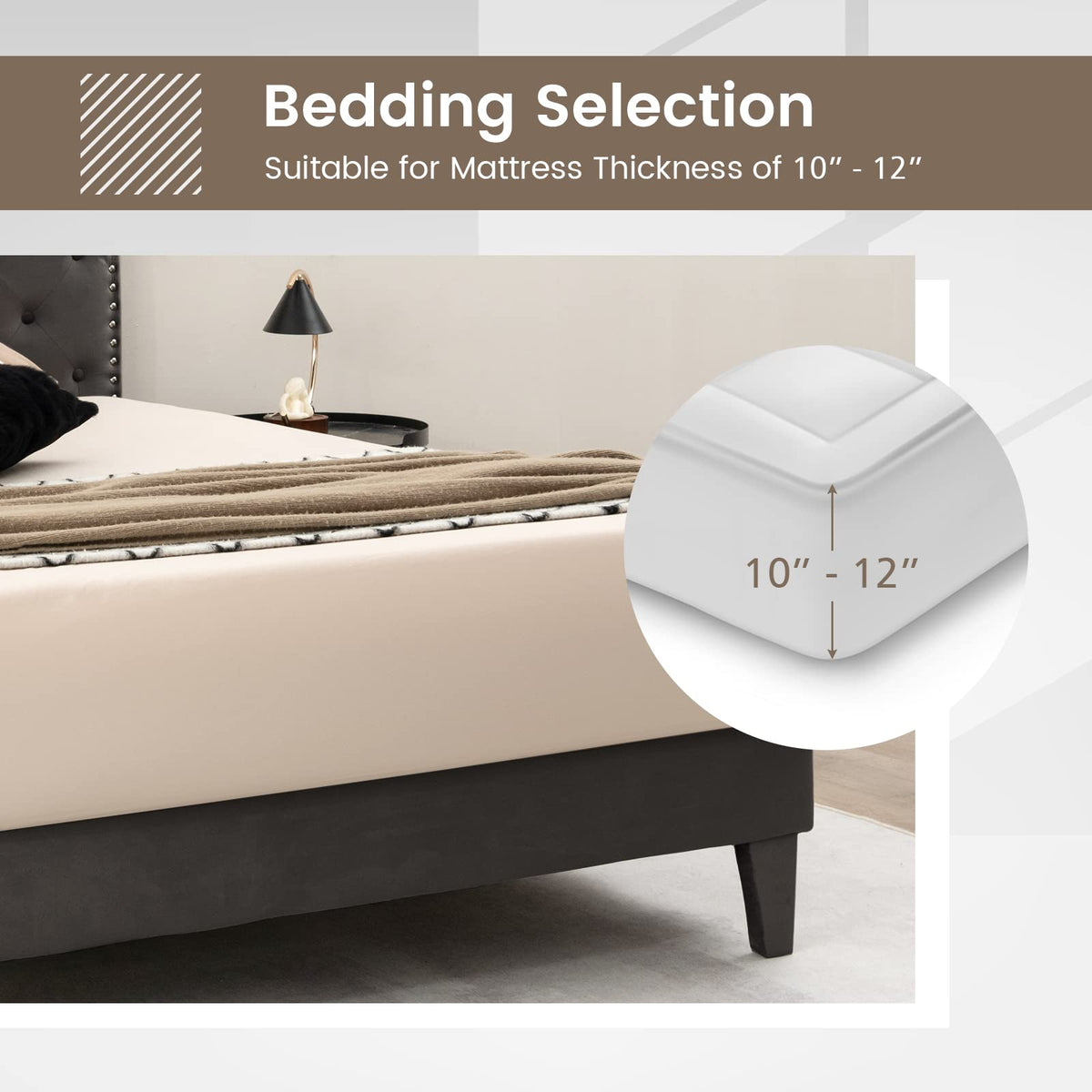 Goflame Upholstered Full Size Bed Frame
