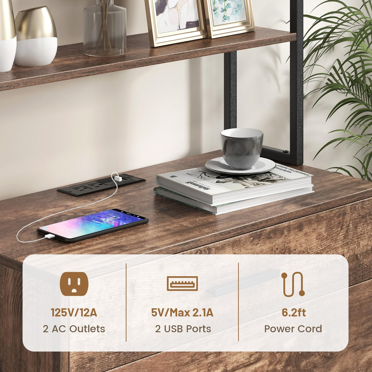 Goflame Tall 2-Drawer File Cabinet - Filing Cabinet