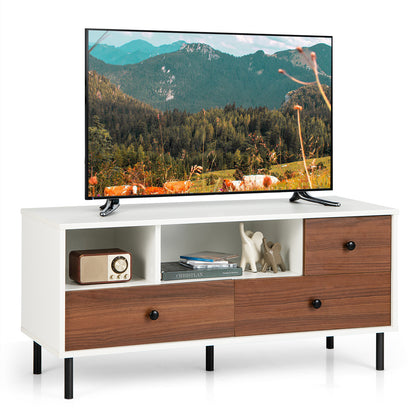 TV Stand for TV up to 50 Inch, Modern Entertainment Center with 3 Drawers & 2 Open Storage Shelves