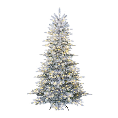 GOFLAME 6FT/7FT Pre-lit Christmas Tree | Snow Flocked Artificial Xmas Tree