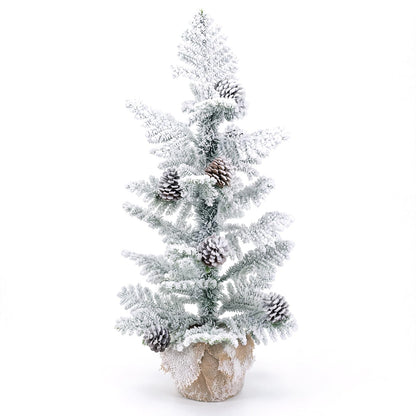 GOFLAME 3FT Snow Flocked Tabletop Christmas Tree | Artificial Mini Xmas Tree