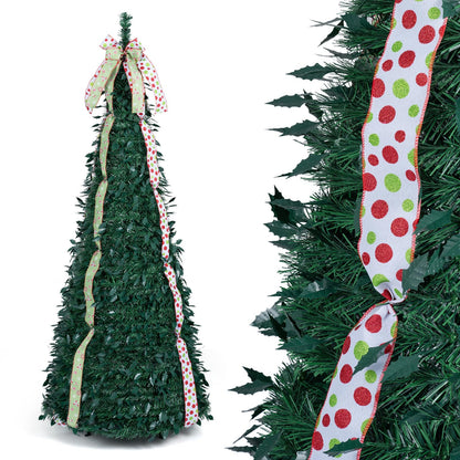 GOFLAME 6ft/7ft Pop Up Christmas Tree with Tree Topper Bow & 4 Ribbons