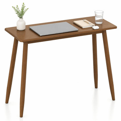 GOFLAME 40" Small Computer Desk with Rubber Wood Legs Home Office Desk