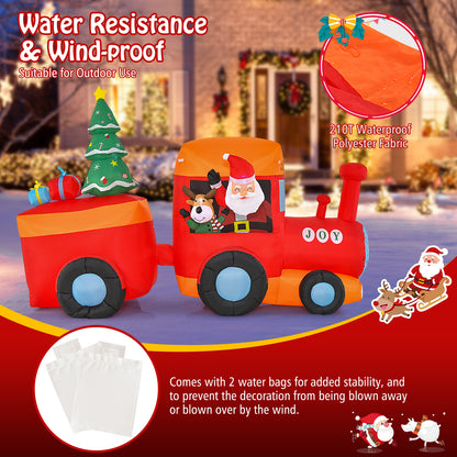 8.5FT Christmas Inflatable Train Decoration, Lighted Christmas Train with Santa Claus