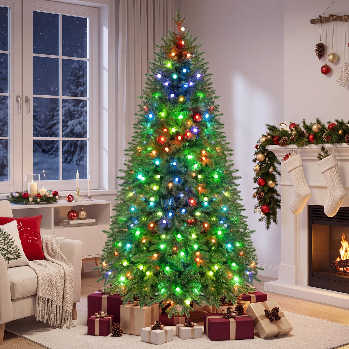 GOFLAME 6.3FT Pre-Lit Christmas Tree with Remote APP Control Timer