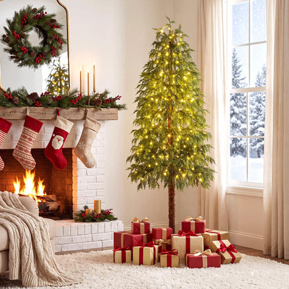 GOFLAME 6FT Pre-lit Artificial Christmas Tree Seasonal Cypress Tree
