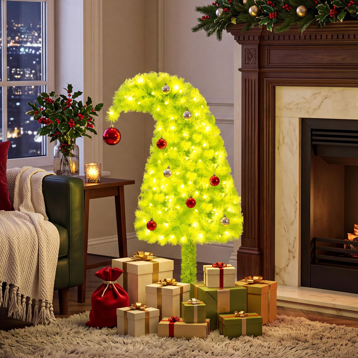 GOFLAME 3FT Pre-lit Whimsical Christmas Tree | Bendable Artificial Xmas Tree