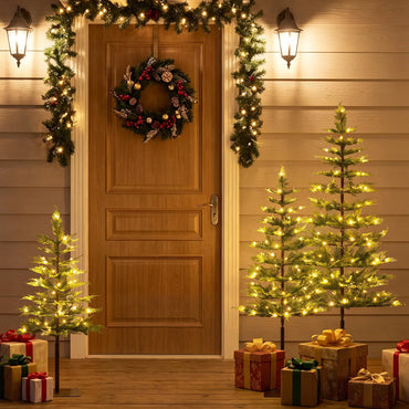 GOFLAME Set of 3 Pre-lit Christmas Tree | Christmas Tree Set 3Ft 4Ft 5Ft