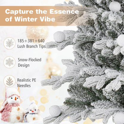 GOFLAME Set of 3 Pre-lit Christmas Tree | Snow Flocked Christmas Tree Set