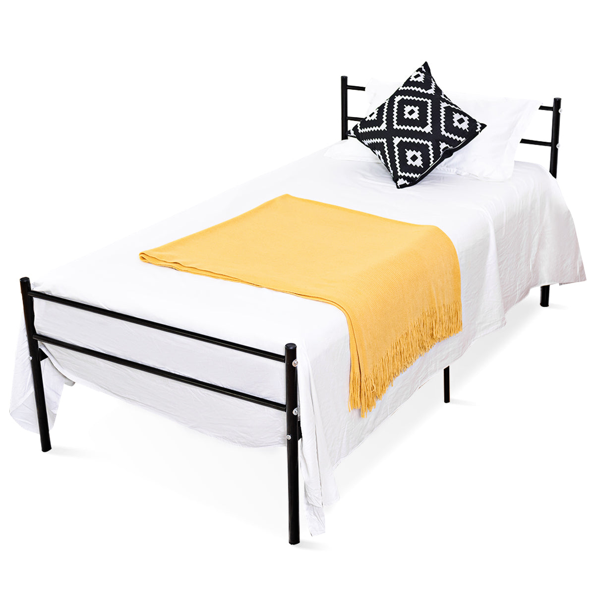 Goflame Twin Size Platform Bed with Headboard and Footboard