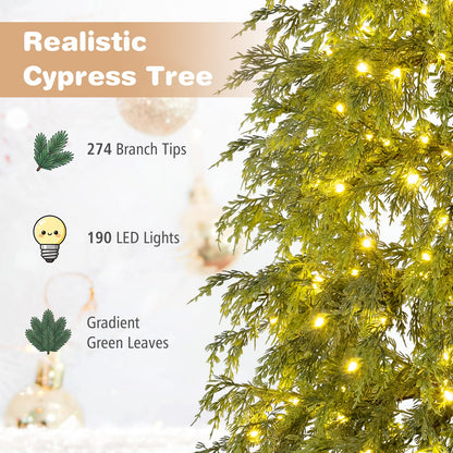 GOFLAME 6FT Pre-lit Artificial Christmas Tree Seasonal Cypress Tree