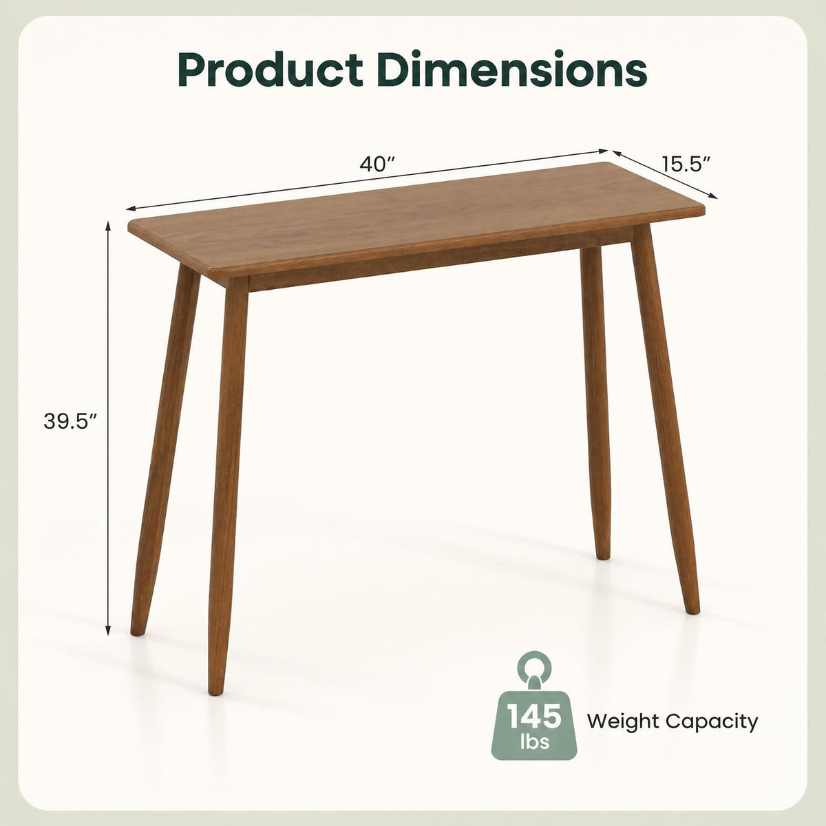 GOFLAME 40" Small Computer Desk with Rubber Wood Legs Home Office Desk