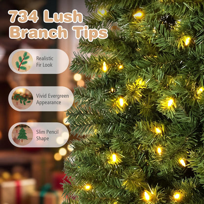 GOFLAME 6.3FT/7.5FT Pre-lit Pencil Christmas Tree with Remote & APP Control