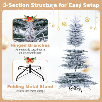 GOFLAME 6FT/7FT Pre-lit Christmas Tree | Snow Flocked Artificial Xmas Tree