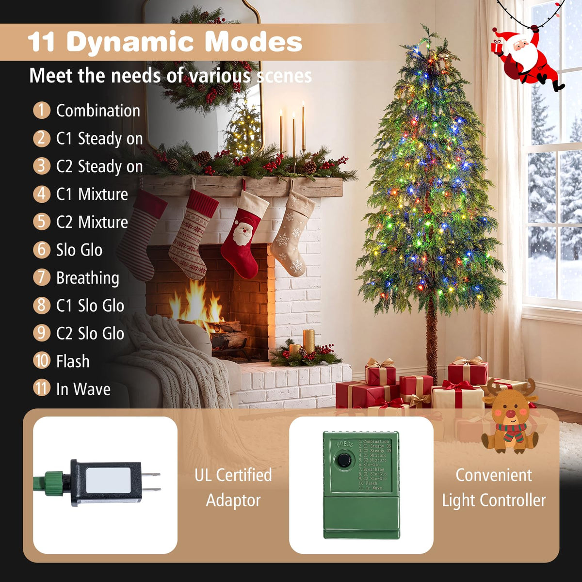 GOFLAME 6FT Pre-lit Artificial Christmas Tree Seasonal Cypress Tree