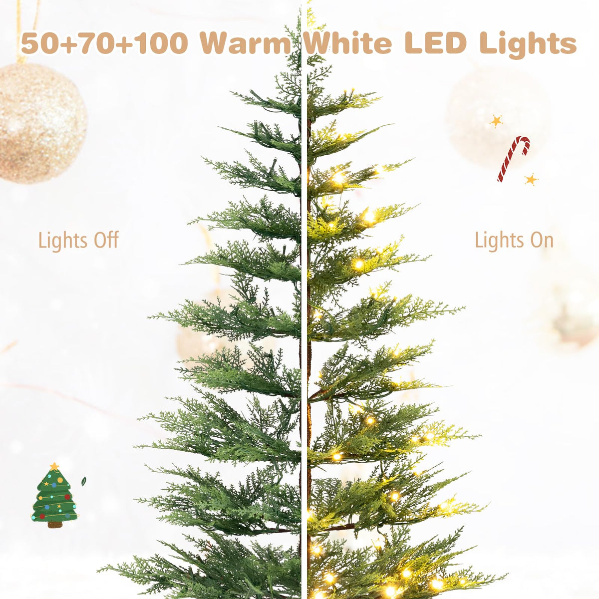 GOFLAME Set of 3 Pre-lit Christmas Tree | Christmas Tree Set 3Ft 4Ft 5Ft