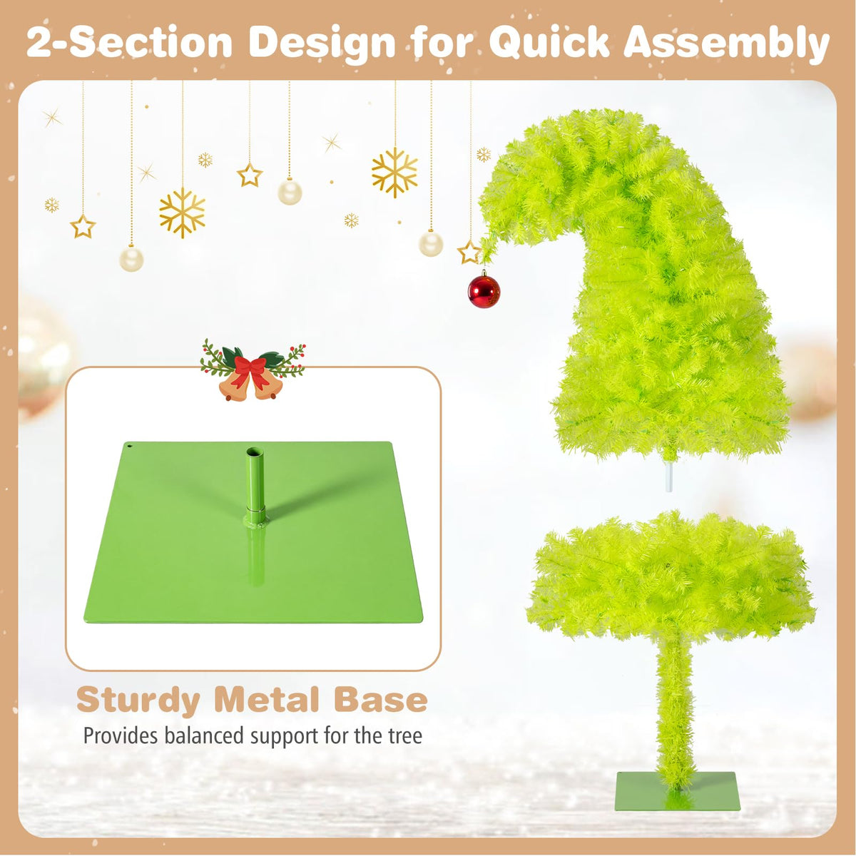 GOFLAME 3FT Pre-lit Whimsical Christmas Tree | Bendable Artificial Xmas Tree