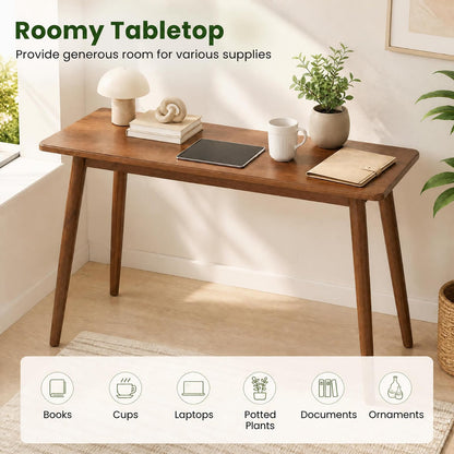 GOFLAME 40" Small Computer Desk with Rubber Wood Legs Home Office Desk