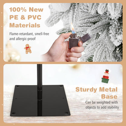 GOFLAME Set of 3 Pre-lit Christmas Tree | Snow Flocked Christmas Tree Set