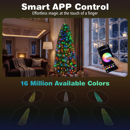 GOFLAME 6.3FT/7.5FT Pre-lit Pencil Christmas Tree with Remote & APP Control