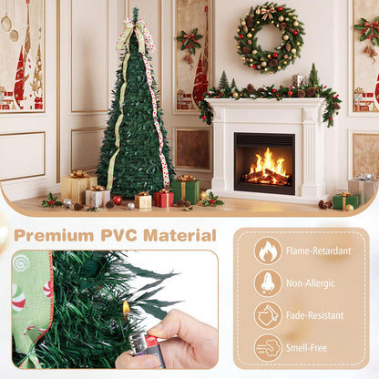 GOFLAME 6ft/7ft Pop Up Christmas Tree with Tree Topper Bow & 4 Ribbons