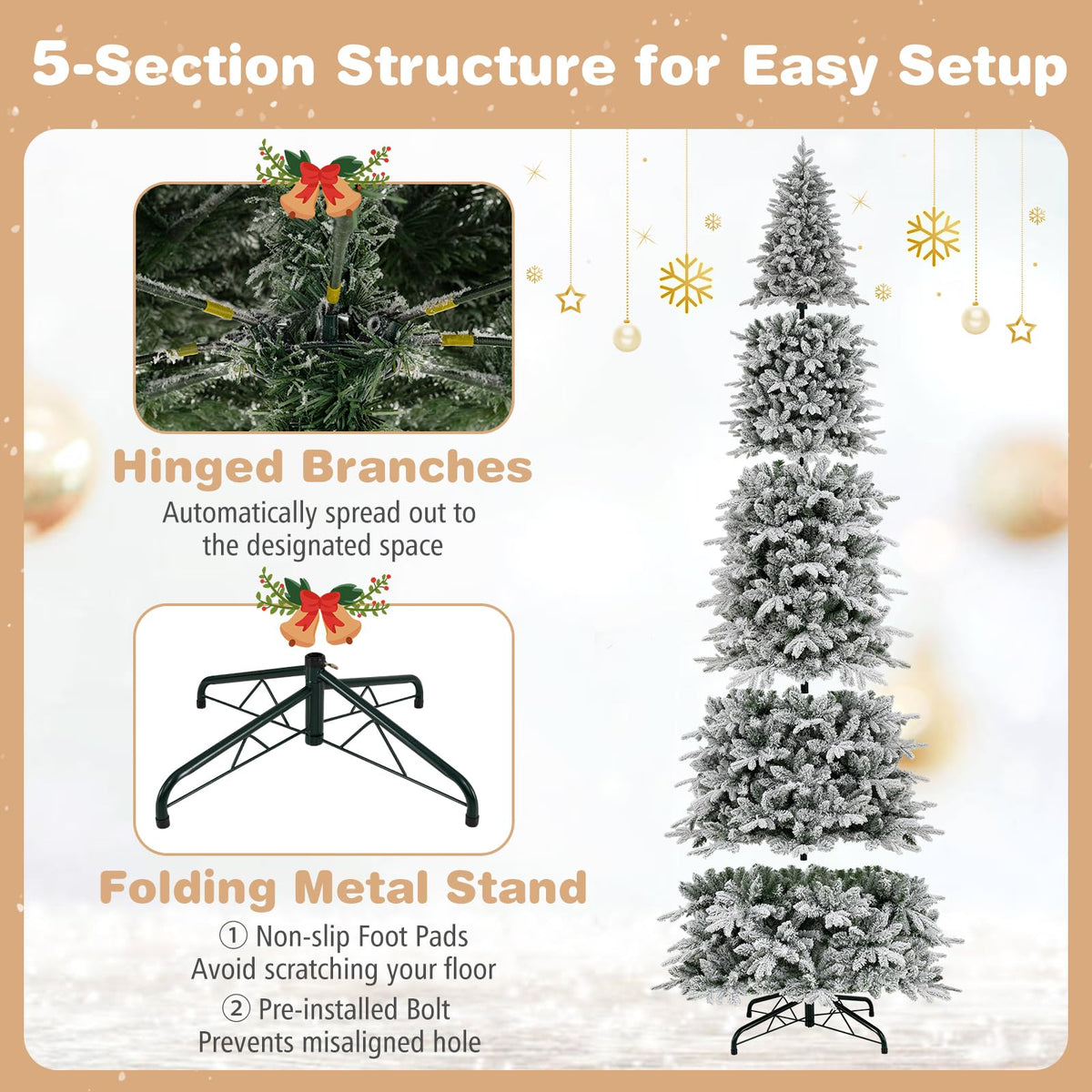 GOFLAME 12FT Pre-lit Christmas Tree | Snow Flocked Artificial Xmas Tree